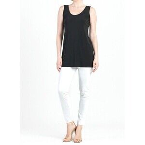 Clara Sun Woo Womens Black Tunic Tank Top Small Lagenlook Layering Travel Knit